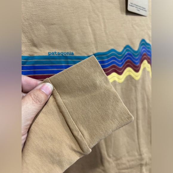 Patagonia Kids' Medium Long-Sleeved Cotton Ridge Rise Stripe T-Shirt Brown NWT - Picture 5 of 8